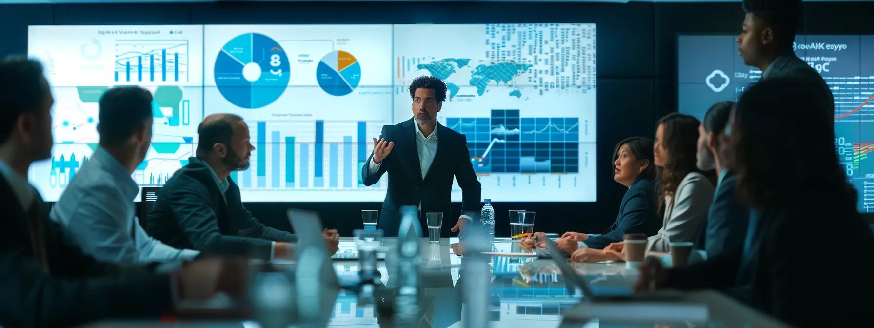 a focused group of diverse professionals engaged in a dynamic brainstorming session within a modern office, surrounded by digital screens displaying infographics on misinformation, conveying the urgency and teamwork needed to combat the challenge.