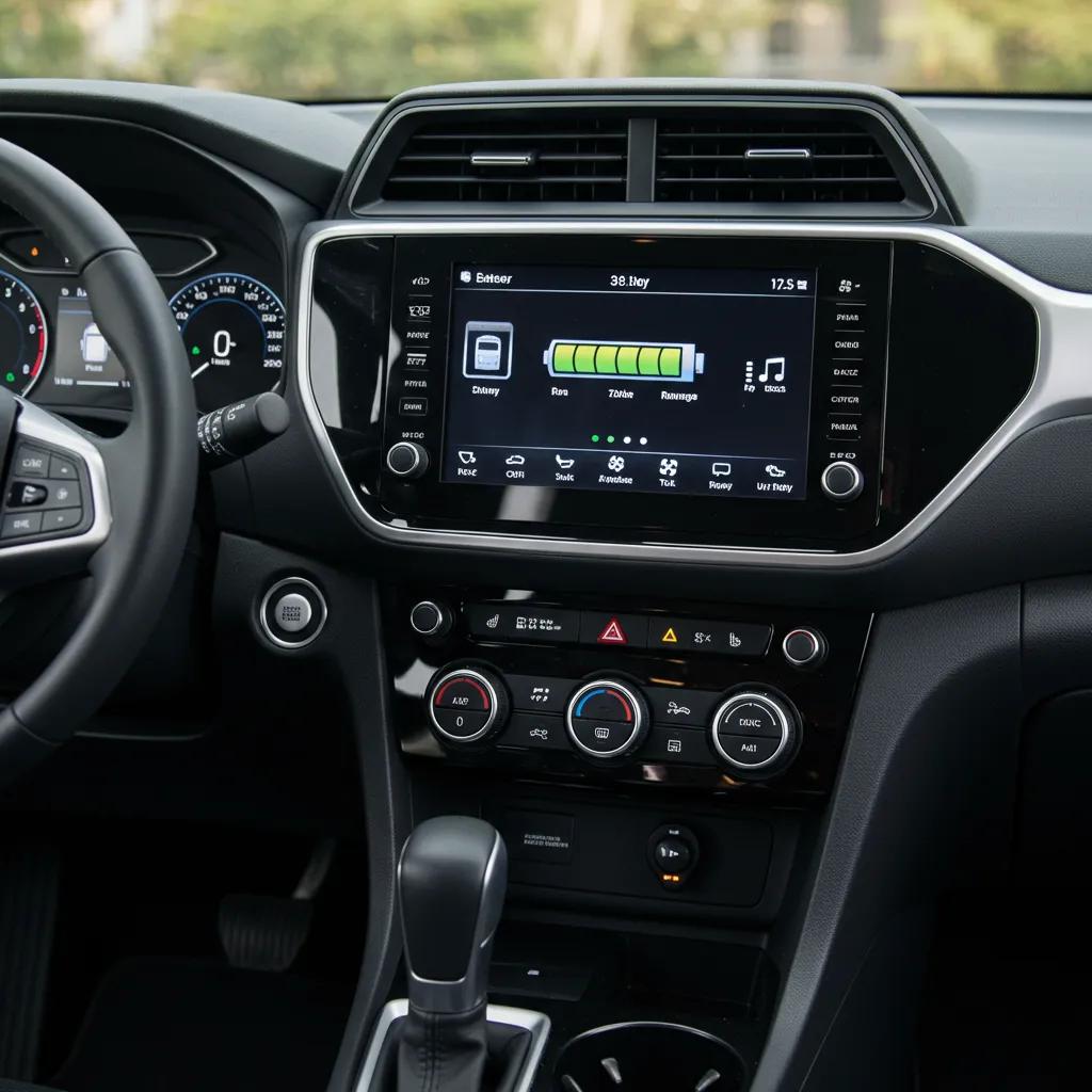 Interior view of a Battery Electric Vehicle showcasing advanced technology and user-friendly dashboard
